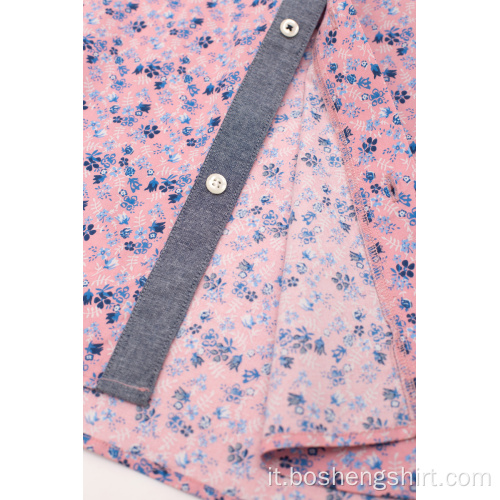 Camicia a maniche lunghe con stampa sfumata a righe estive